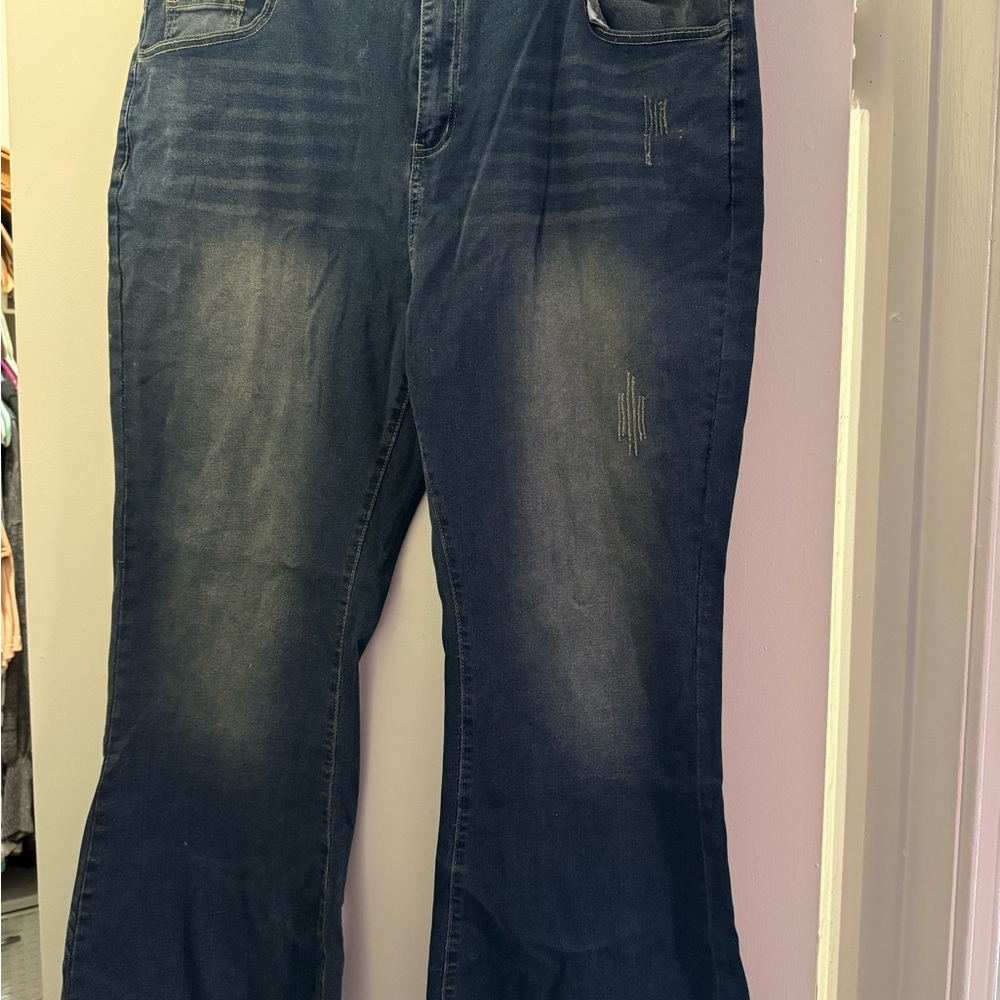 SHEIN Dark Blue Flare Jeans